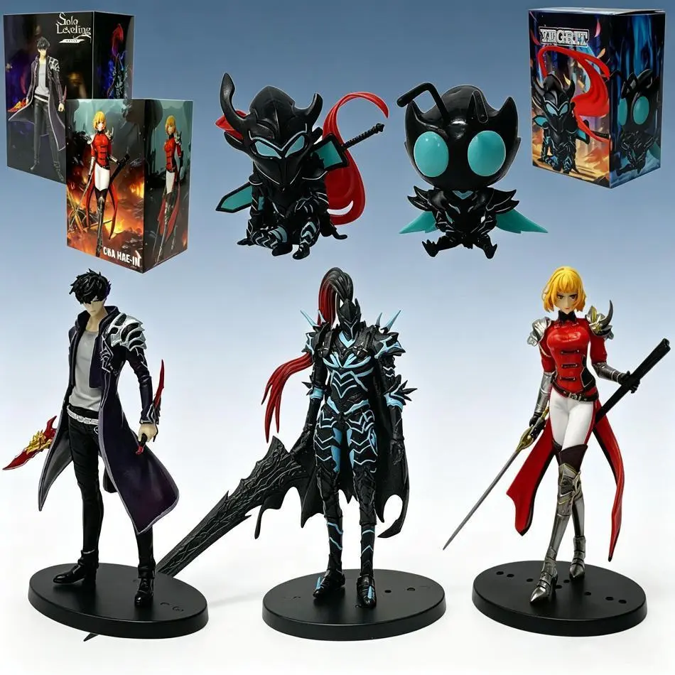 21cm Solo Level Up Shadow Monarch Anime Figure Cha Hae-In Action Figure Q Version Igris/Beru Figurine PVC Collection Toys Gift Popular toys 2026 Hot selling toys