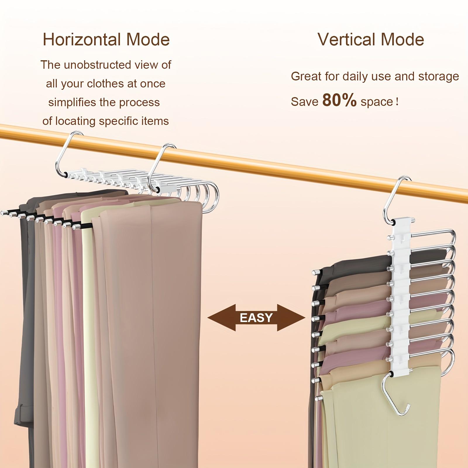 Upgraded 5-Layer Wave Pants Hanger - Multifunctional Space Saving Closet Solution for Leggings, Slacks & Accessories - Seamless Non-Slip S-Type Organizer Rack