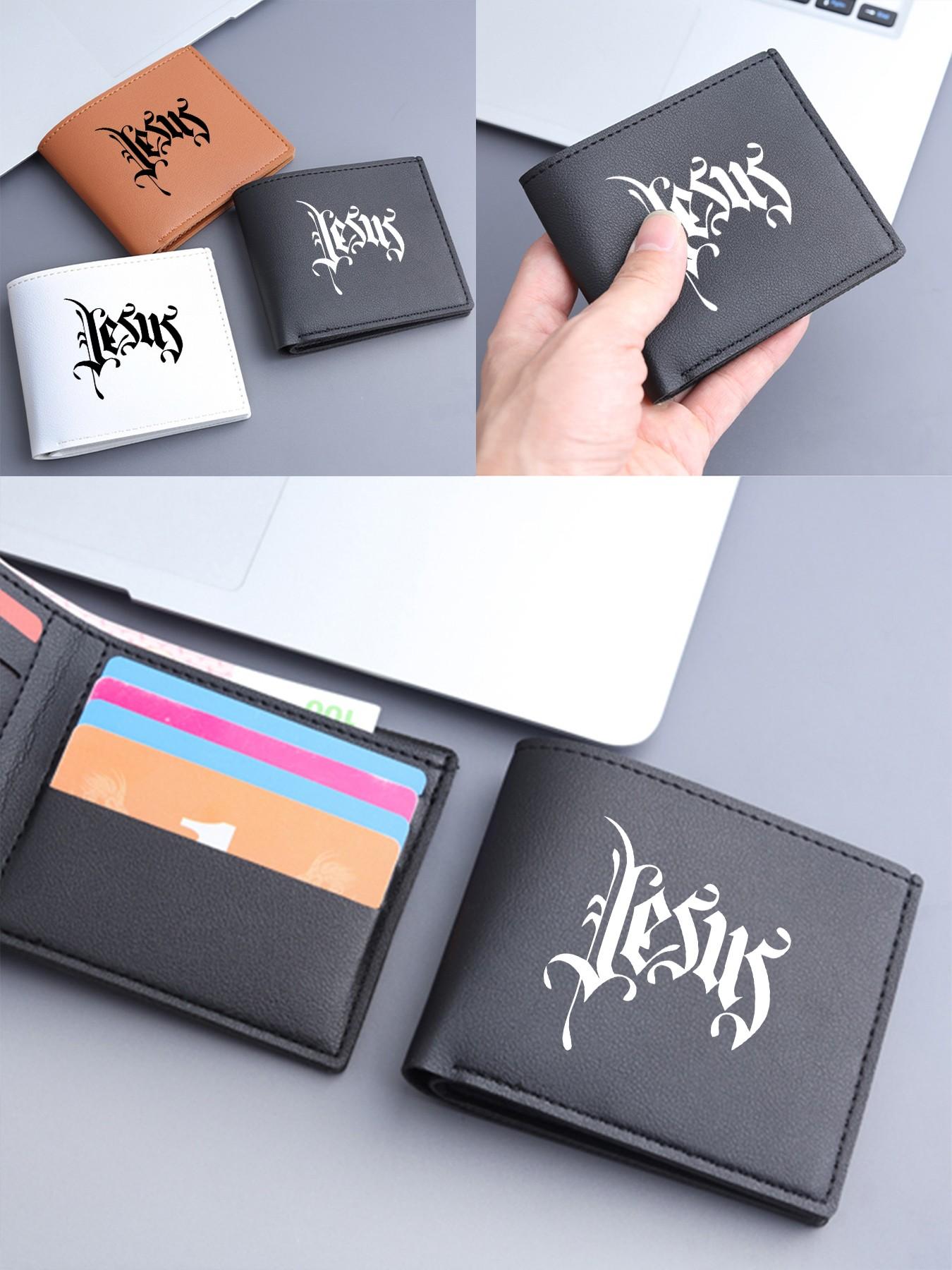 Gothic Jesus Print Unisex Wallet, PU Leather Bifold Card Holder with Coin Pocket, Christian Faith Purse for Men Women, Religious Accessory for Church & Daily Use