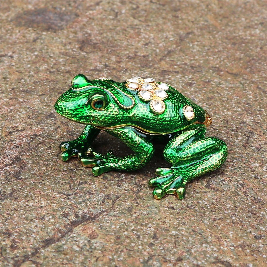 drill frog Trinket Box Hinged Hand-painted  Figurine Collectible Ring Holder