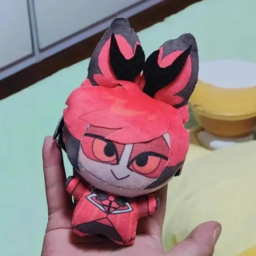 New 10cm Stuffed Hazbin Alastor Plushie Anime Hotel VOX TV Plush Cartoon Figure Model Toys Decorative Pandents Keychain Doll