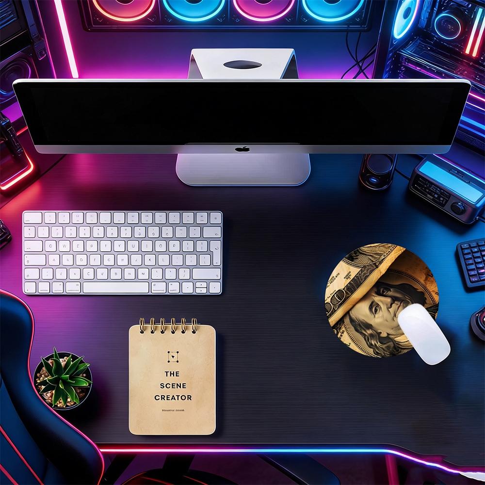 Vintage Cash Banknote Large Extended Gaming Mouse Pad, Non-Slip Rubber Base Stitched Lock Edge Desk Mat, Money Themed Artistic Design Desk Pad, Durable Computer Accessory for Home Office & Gaming Setup, Perfect Gift for Finance Fans & Gamers