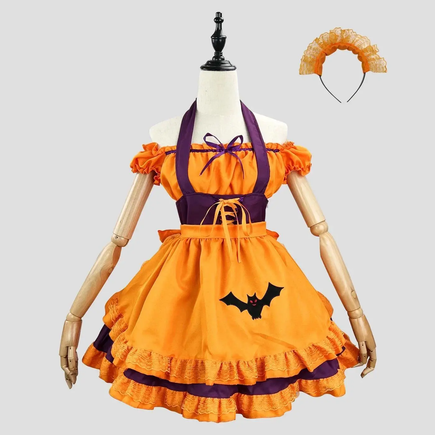 Halloween Maid Cosplay Costumes Pumpkin Suit Womens Maid Role Play Costumes Japanese Plus Size Goth Lolita Female Dress S-5XL
