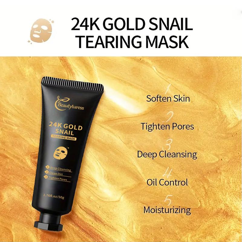 24K Gold Snail Peel-Off Mask, Deep Cleansing Skin Brightening Skin Tone Softening Skin Pore Controlling Moisturizing Spreading Mask
