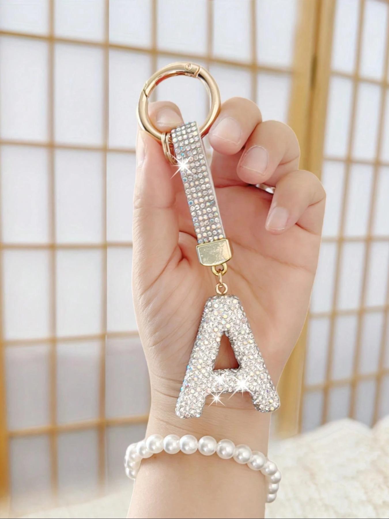 Shiny Rhinestone Letter Keychain, Lucky Crystal Pendant, Sparkling Alloy Charm, Perfect Gift for Bags and Backpacks, Women and Girls