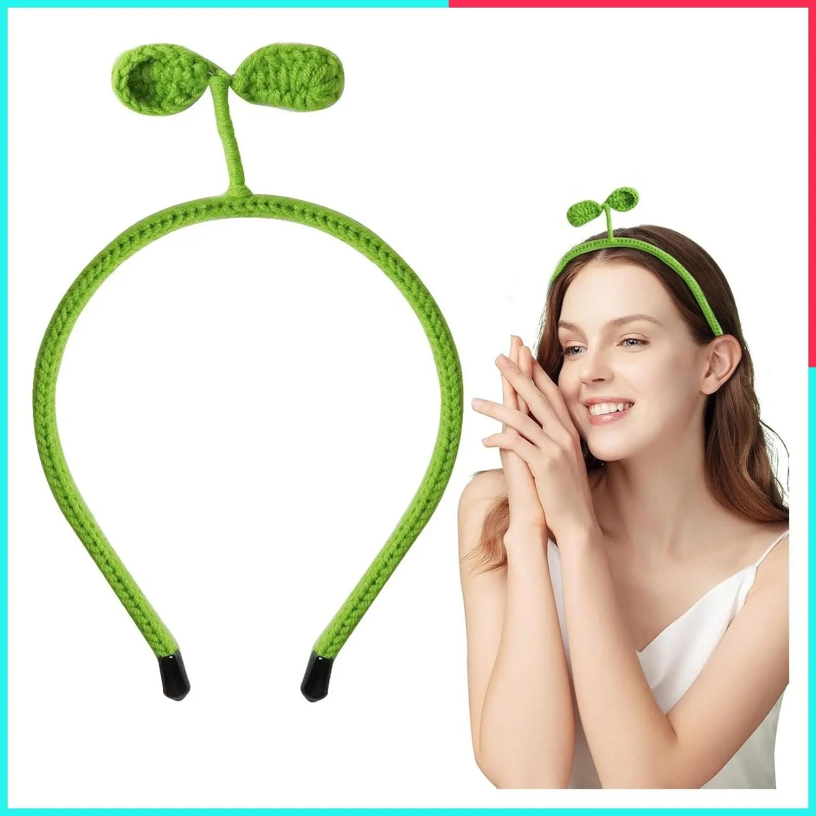 Cute Green Bean Sprout Headband - Funny Plant Hair Accessories for Women & Girls, Perfect for Spa, Yoga, Skincare & Beauty
