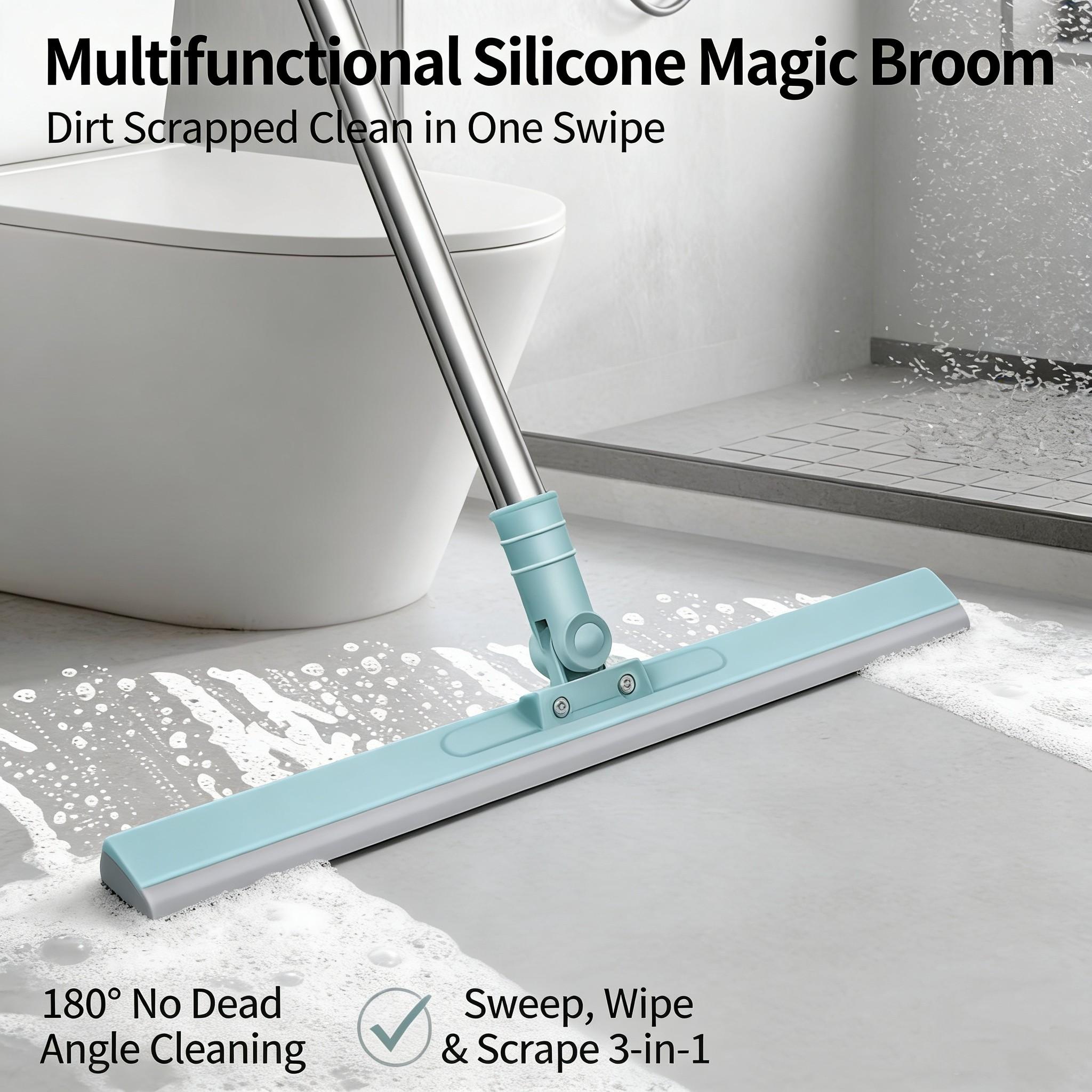 Home Extendable Silicone Magic Broom, Multi-Functional Dry Wet Use Scraper, Ergonomic Handle, Quick Drain Dust-Free Cleaning Tool