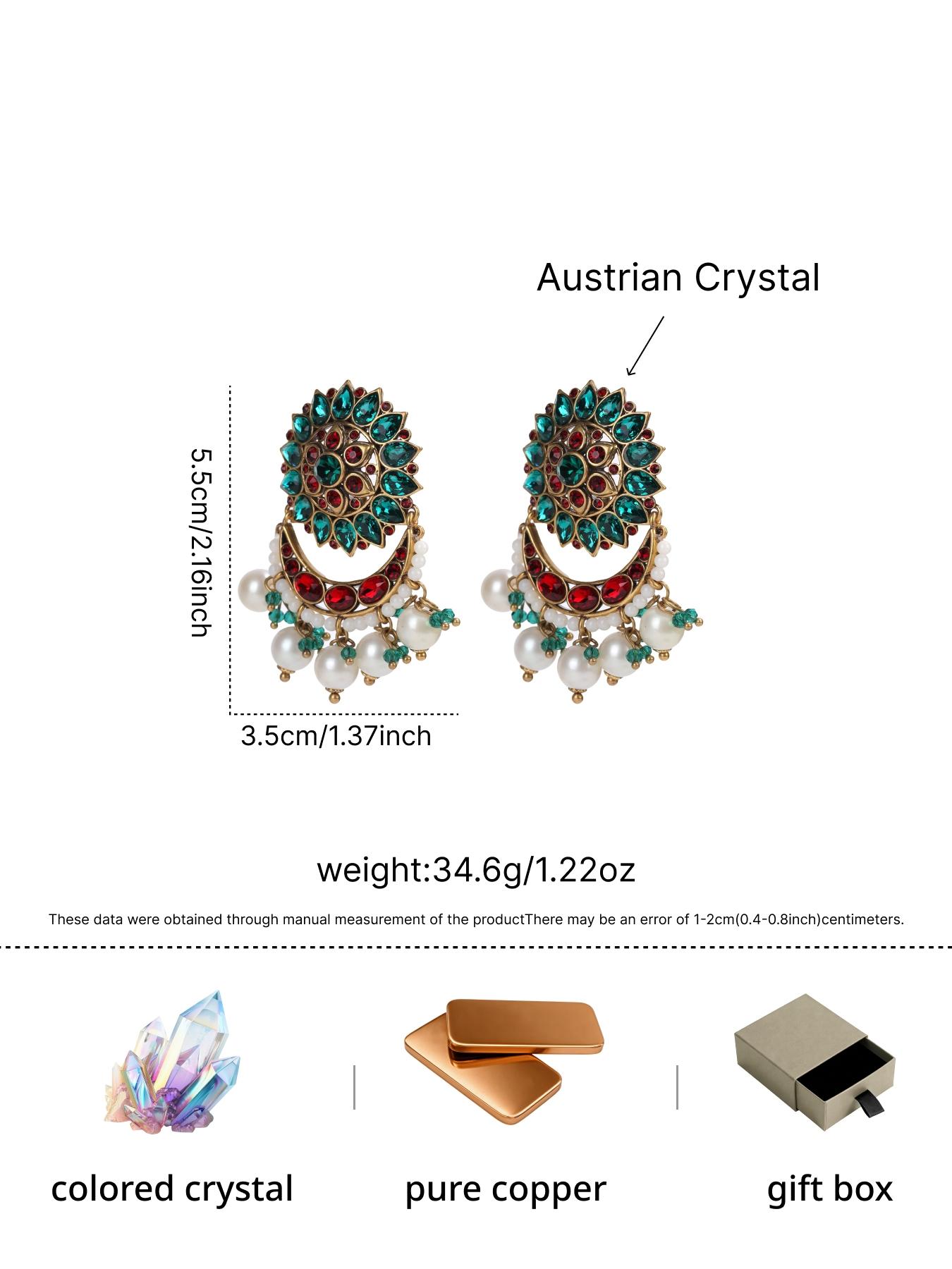 1 pair of fashionable and elegant heart-shaped diamond studded earrings, suitable for daily commuting, vacation and dating, and also a surprising and exquisite small gift.