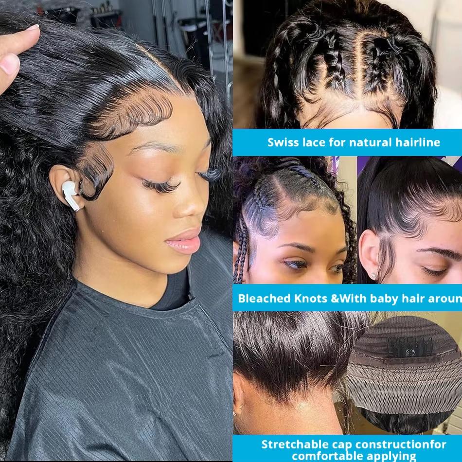 Bling Hair 32 Inch Kinky Curly Lace Front Wig Human Hair Pre Plucked with Baby Hair 13x4 Hd Lace Front Wigs for Women Natural Black