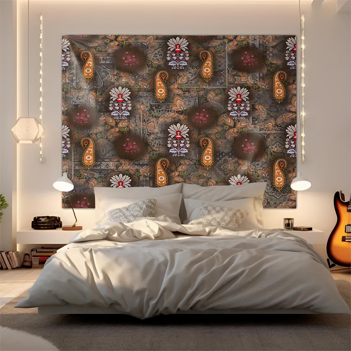 1 Pcs Boho Paisley Printed Tapestry, Vintage Ethnic Style Wall Hanging, HD Digital Print Tapestries, Soft Durable & Lightweight, Ideal for Bedroom, Living Room, Dorm, Studio Decor, Trendy Bohemian Home Decor Tapestrys