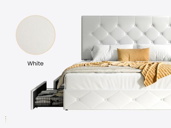 SHA CERLIN Platform Storage Bed Frame with 4 Drawers【Frame Only No Mattress】Adjustable Upholstered Headboard with Button Tufted Design,Wooden Slat Support,No Box Spring Needed,Full/Queen/King #ChristmasGifts#TikTokShopBlackFriday