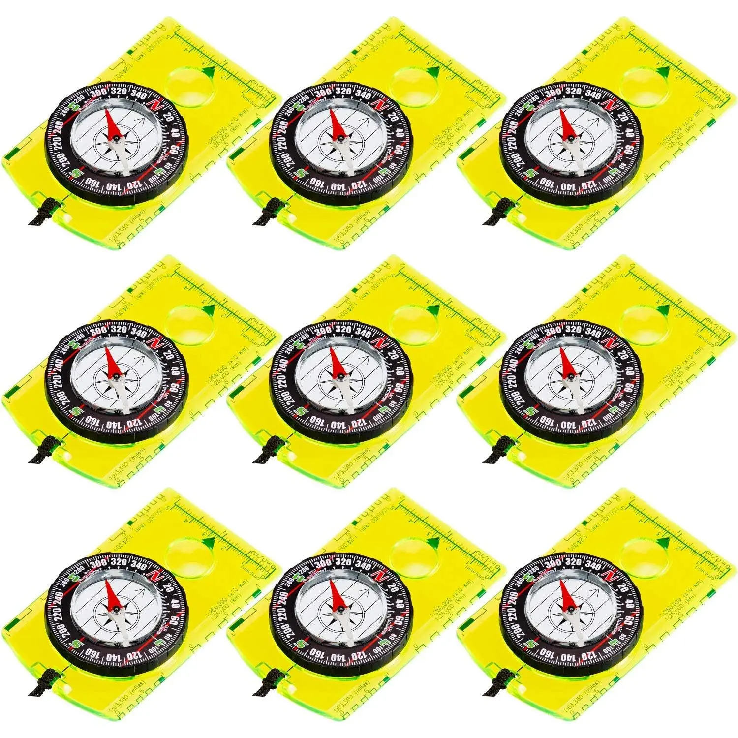 9 count Orienteering Compass Hiking Backpacking Camping Compass Map Reading Outdoor  Compass for Scout Men Women