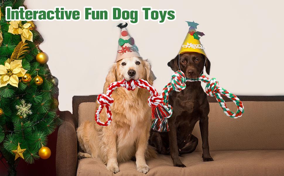 UPSKY Christmas Dog Rope Toys ,Dental Cleaning Chew Toys, Dog Tug Toy for Boredom, Dog Rope Toys for Medium Large pet
