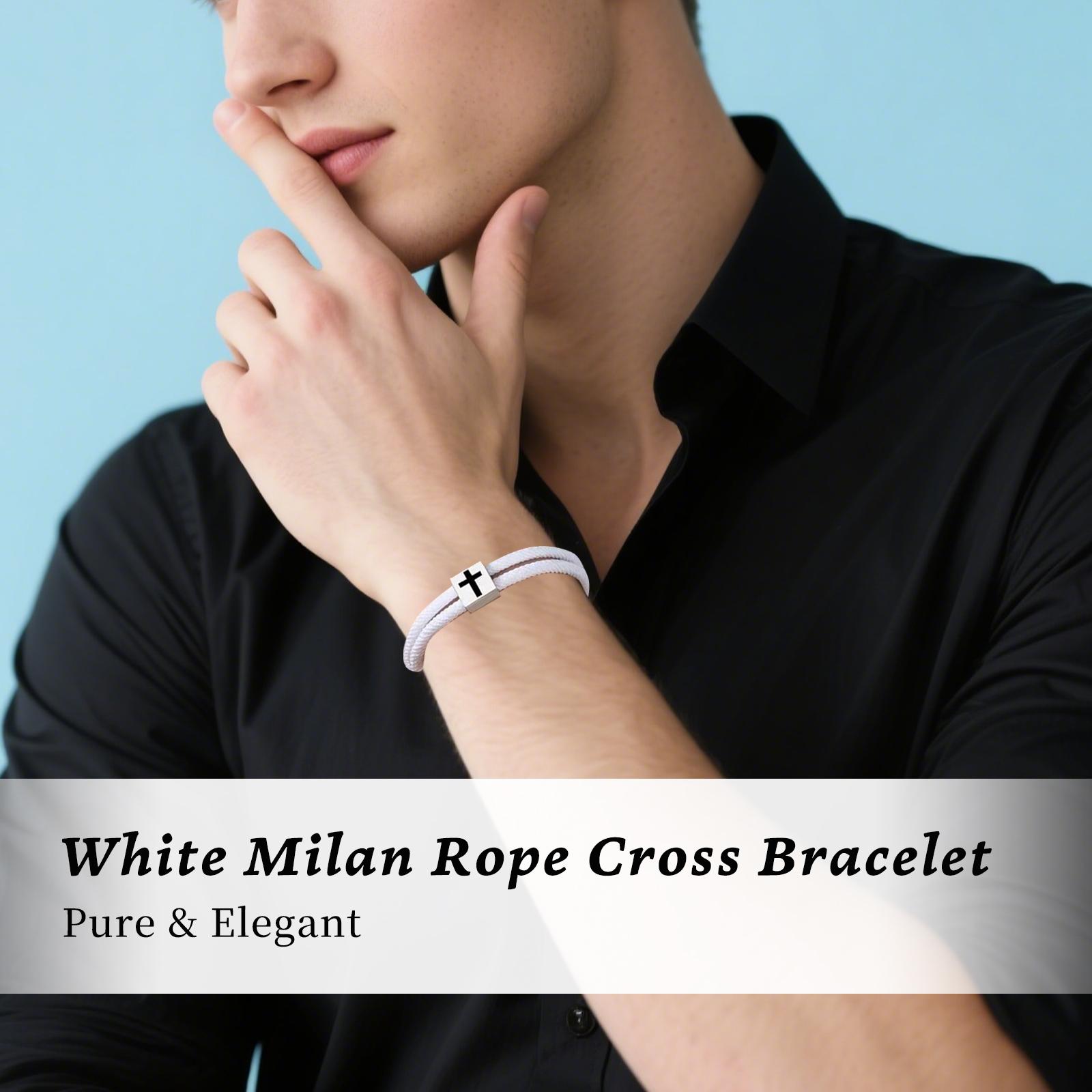 2pcs Adjustable Rope Cross Bracelet Braided Christian Bracelet for Men Women Teen Girls Fashion Jesus Bracelets Christian Baptism Gift