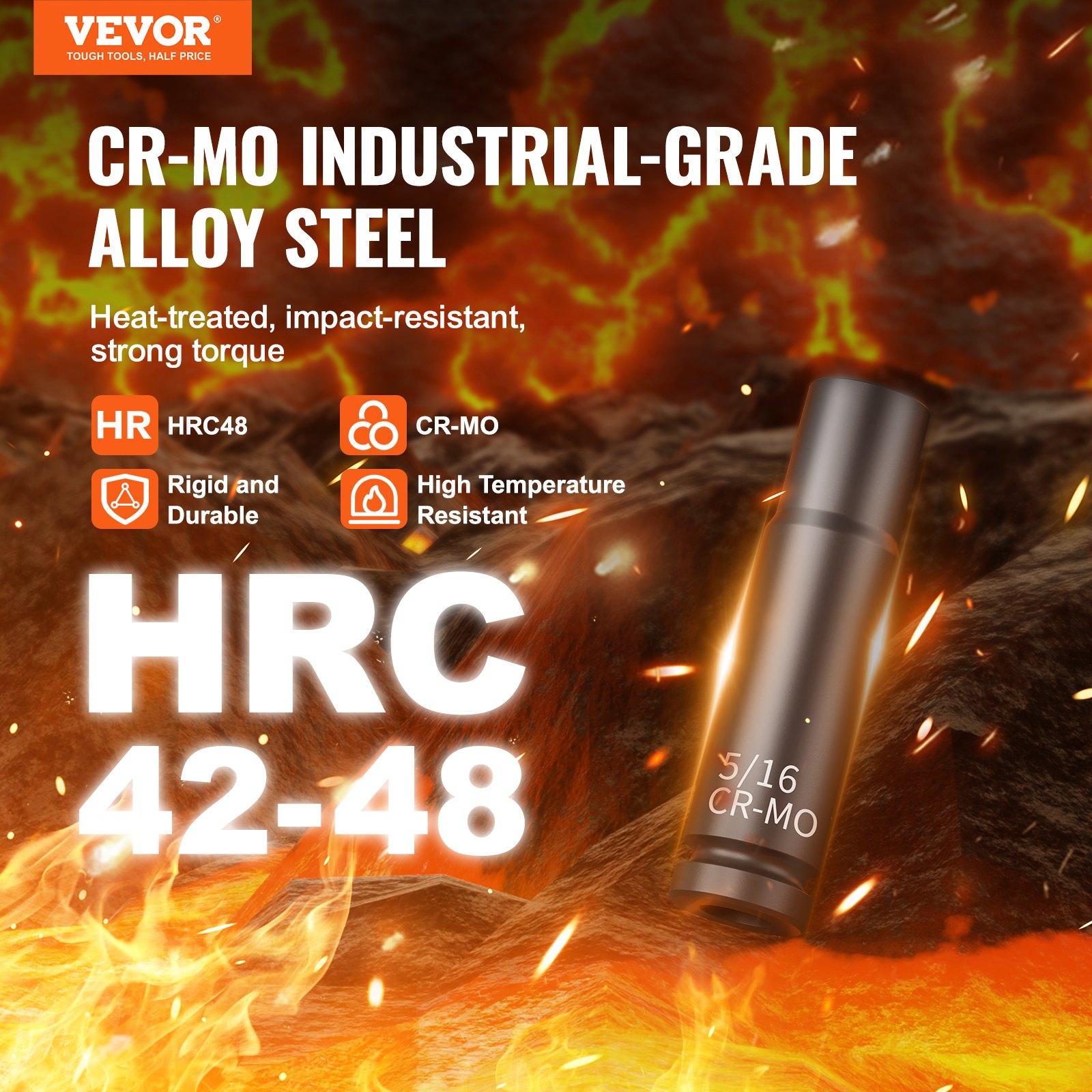 VEVOR Drive Impact Socket Set 1/4" - 14 Piece Deep Socket Set Metric 4-15mm - 6 Point Cr-Mo Alloy Steel for Auto Repair - Easy-to-Read Size Markings - Rugged Construction - Socket Organizer VEVOR Drive Impact Socket Set 1/4" - 14 Piece Deep Socket Set Metric 4-15mm - 6 Point Cr-Mo Alloy Steel for Auto Repair - Easy-to-Read Size Markings - Rugged Construction - Socket Organizer