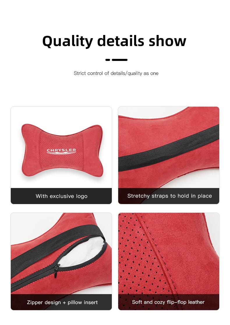 Car Suede Headrest Neck Support Auto Seat Accessories For Chrysler 300c 200 Pacifica Phev Voyager Sebring Aspen PT Cruiser Airflow Crossfire Concorde