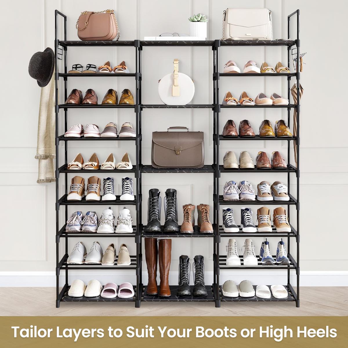 9-Tier Metal Shoe Rack Organizer for 50-55 Pairs,Stackable,Space Saving Shoe Storage Shelf for Entryway, Closet, Bedroom,New Year Gifts Waterproof Accessory