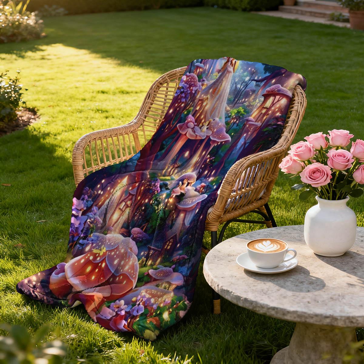 Dreamy Night Forest Print Blanket, Soft Flannel, Lightweight Warm, No Pilling, Living Room Bedroom Window Cover, Holiday Gift, Pet Blanket