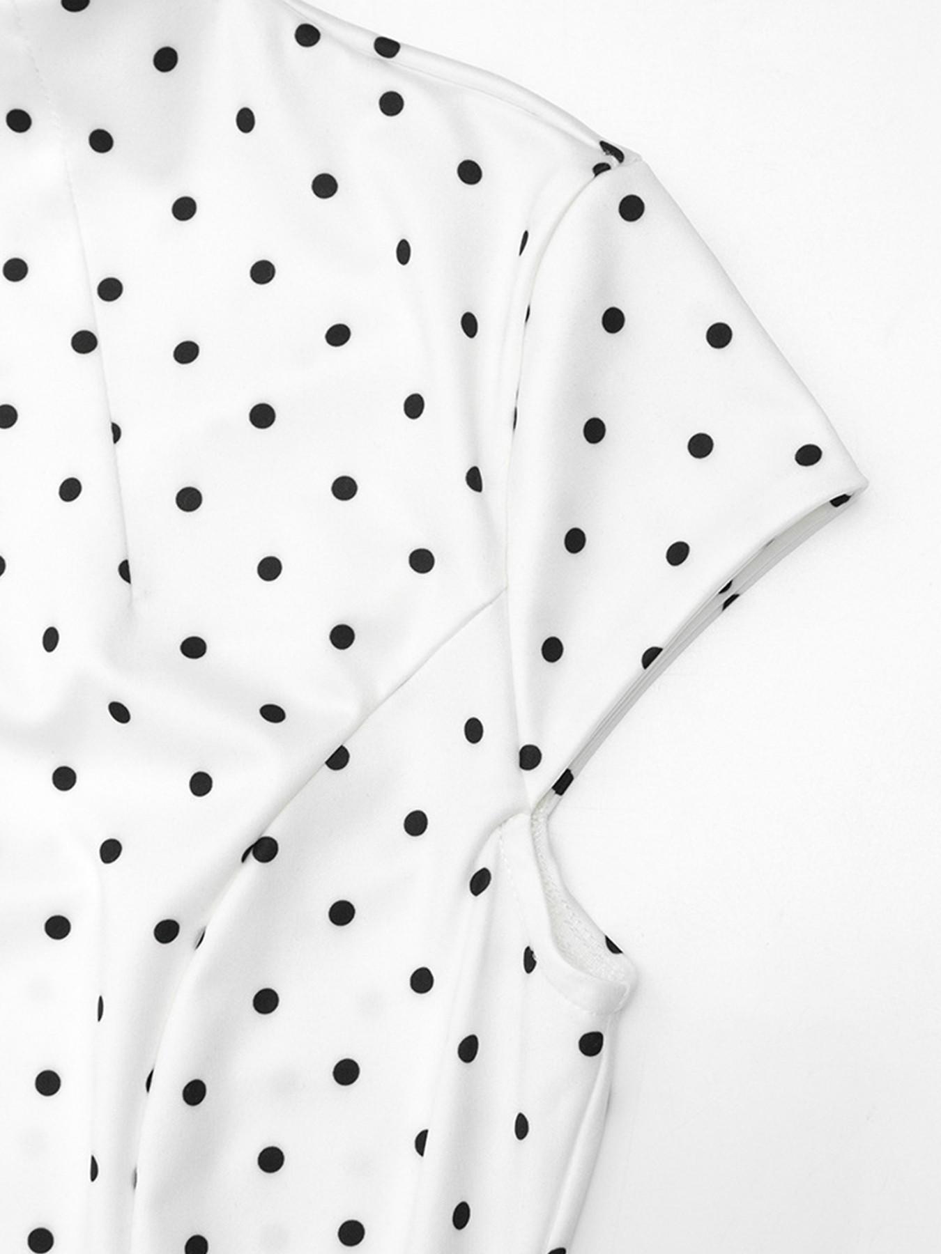 Boho Polka Dot Print A-Line O-Neck Maxi Dress, Elegant Summer Party Casual Long Dress for Women, Fashion Dress for Holiday