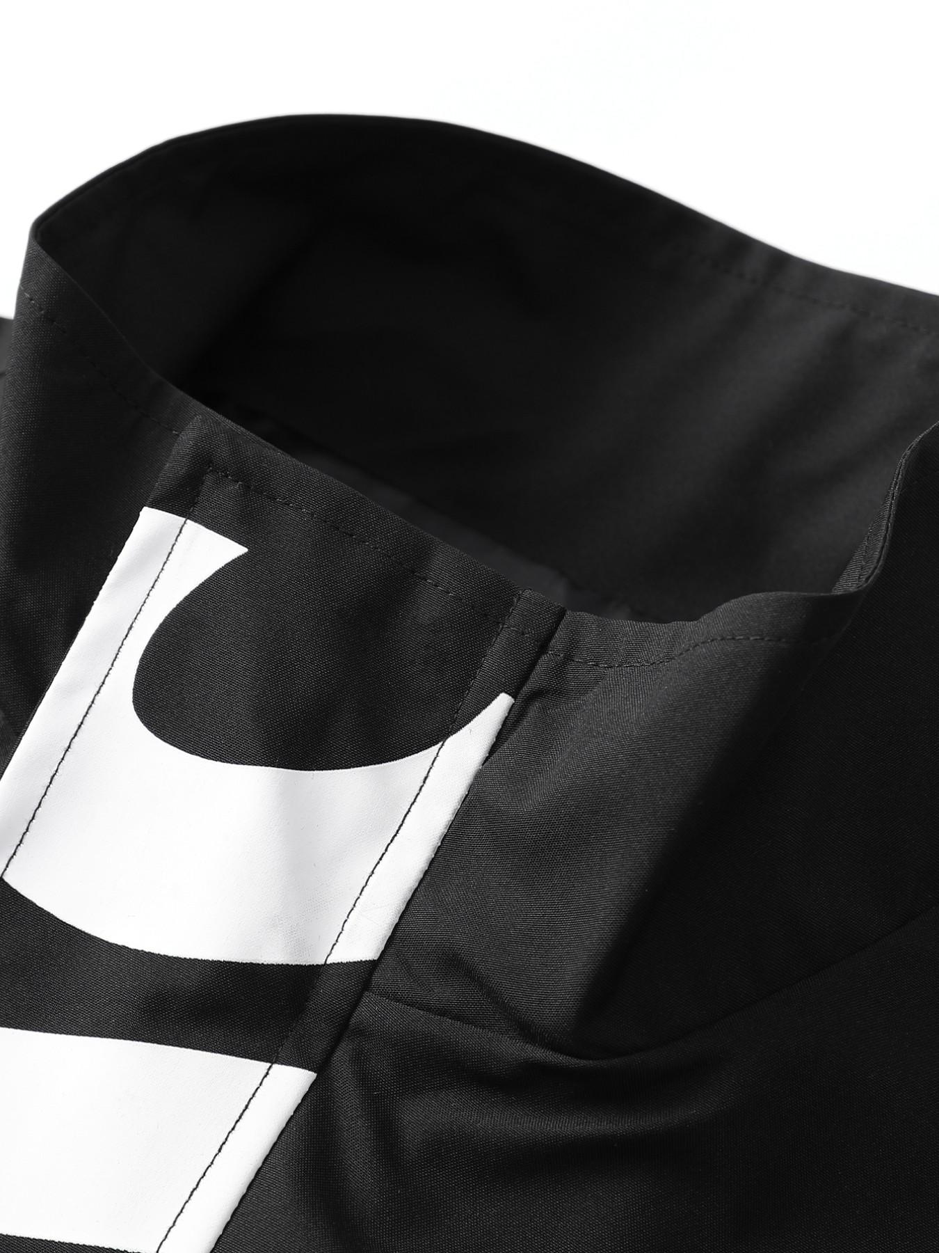 Men's Plus Size Windproof Zipper Jacket, Smooth Durable Fabric, Loose Fit Stand Collar Workwear, Letter Print Design, Retro Sport Style