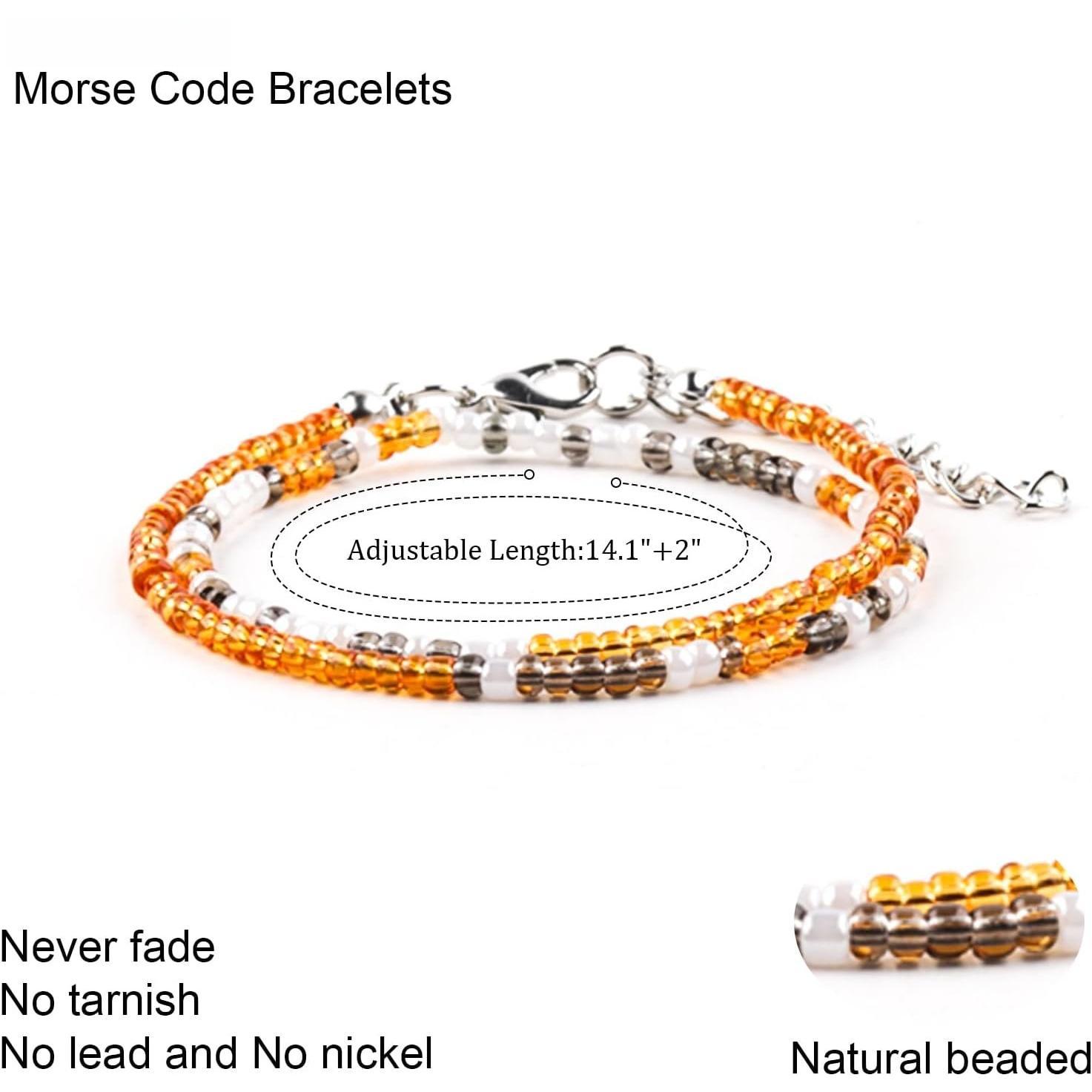 Morse Code Bracelets for Women Men, Morse Code Bracelet with Adjustable Extender Chain,Inspirational Gifts Bracelets for Women Men