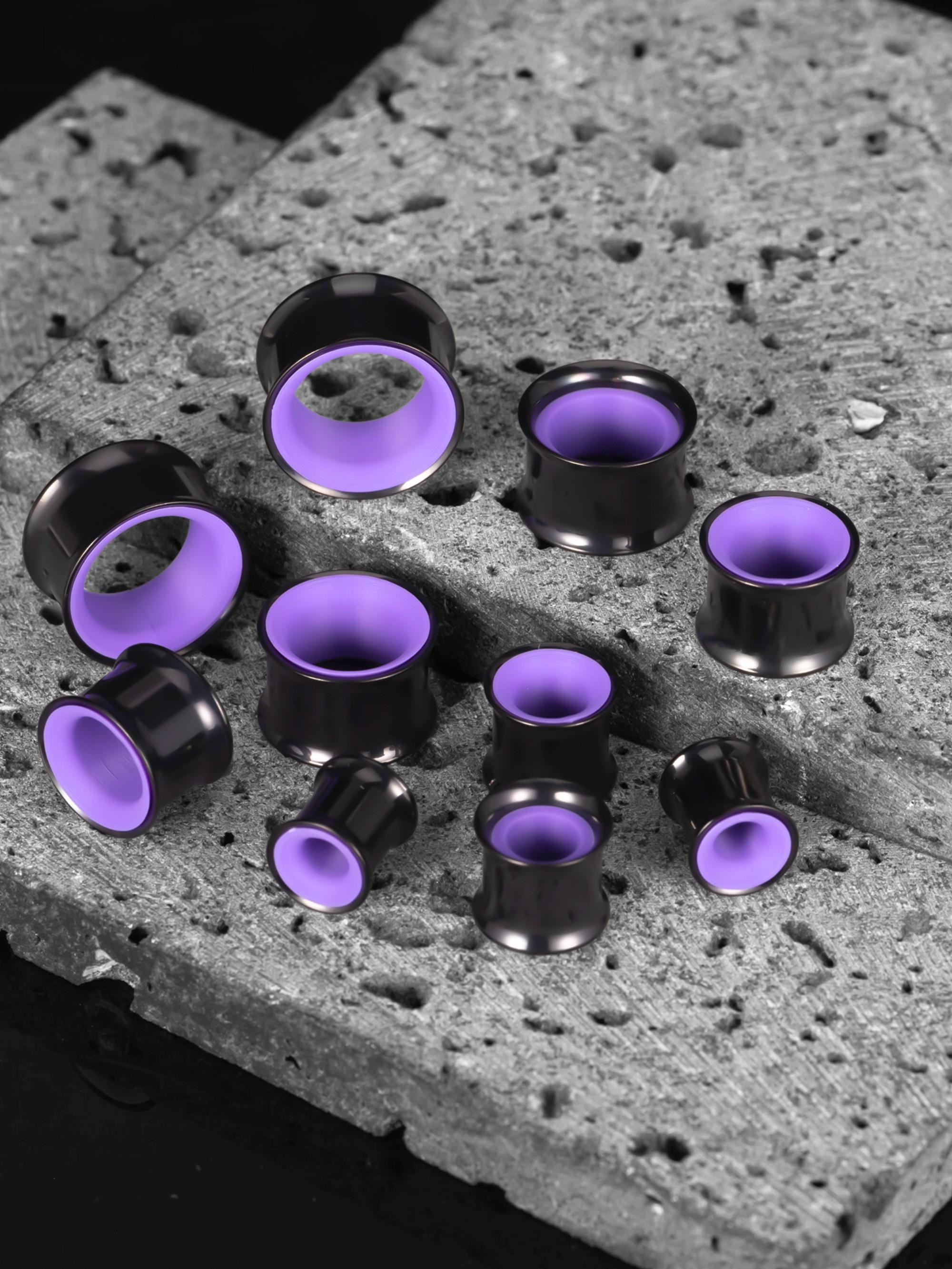 vanku 2pcs Fashion Translucent Ear Tunnels, Stainless Steel Double Flared Piercing Gauges, Hypoallergenic Body Jewelry for Ear Stretching