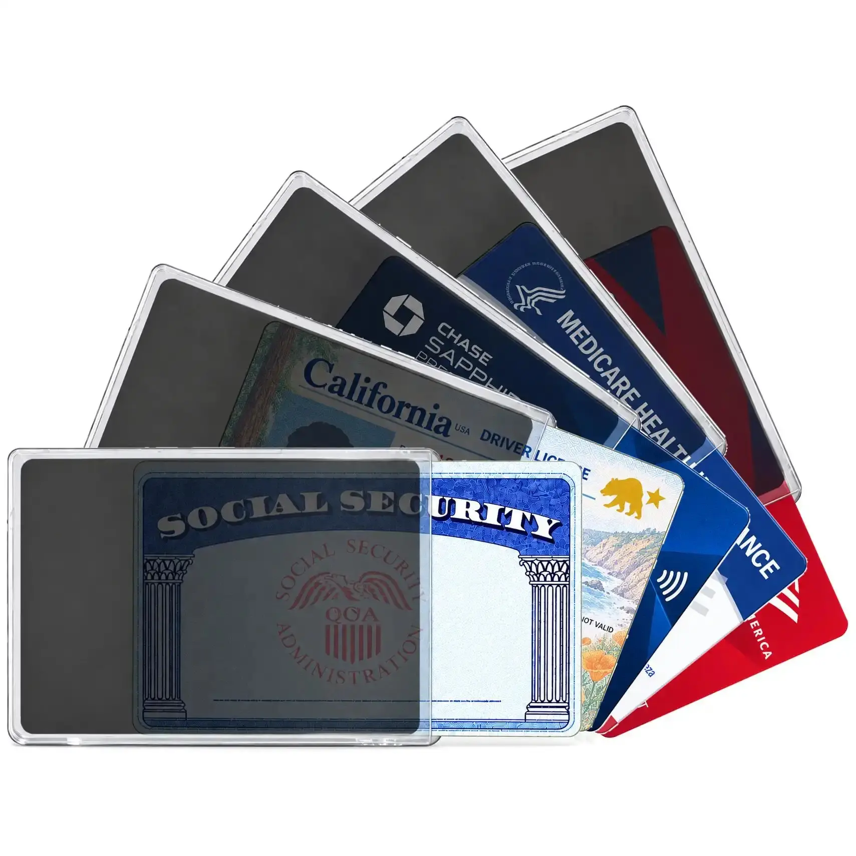 10/20 Pack Social Security Card Protector Sleeves, Plastic Side-View Privacy Card Holders for Driver’s License, Insurance, Identification, Credit and Debit Cards