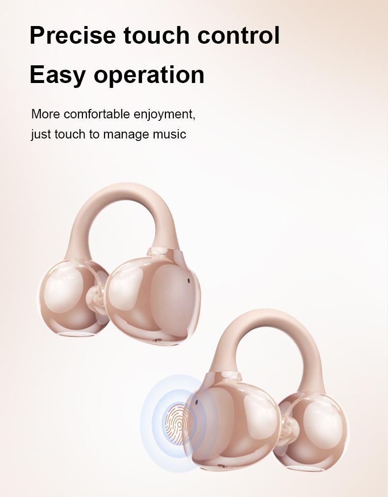 ZIHNIC M108 Clip-on Earbuds Open Ear Earbuds Wireless Bluetooth 5.4  Lightweight Open Ear Headphones with C-Shaped Bridge Slim Hook 50H Battery Waterproof for Glasses Wearers and Workouts Headset Audio