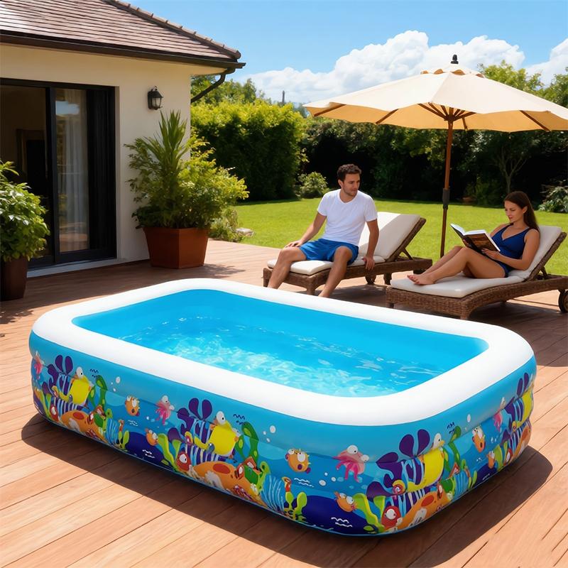 Large Inflatable Pool, Yard Relaxation Water Pool, Thickened Air Cushion Structure, Stable Support, Portable, Quick Inflate & Drain, Portable Swimming Pool