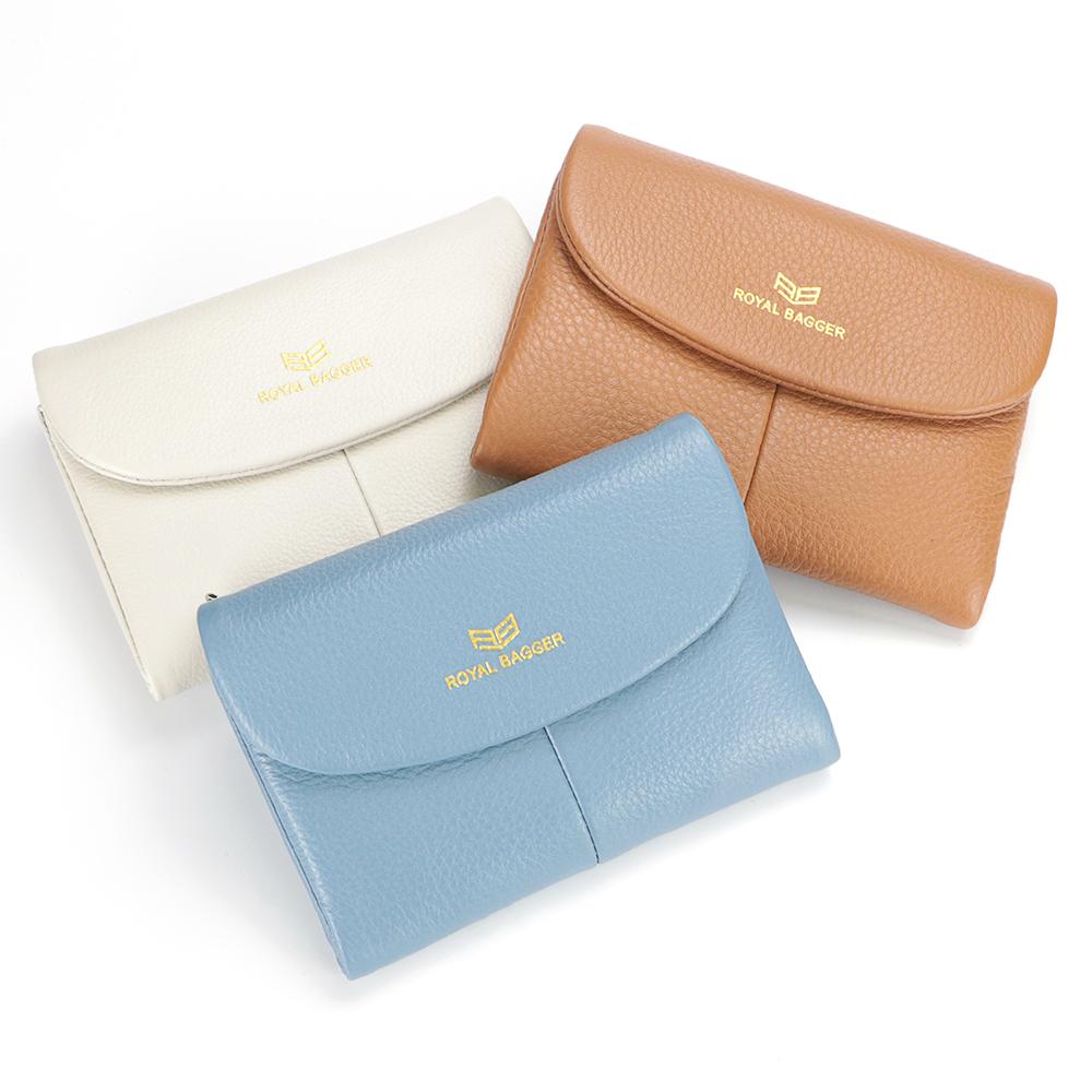 Royal Bagger RFID Blocking Women's Short Wallet Genuine Leather Multi-card Slots Card Holder Trifold Purse Magnetic Opening 2063 SpringStatements