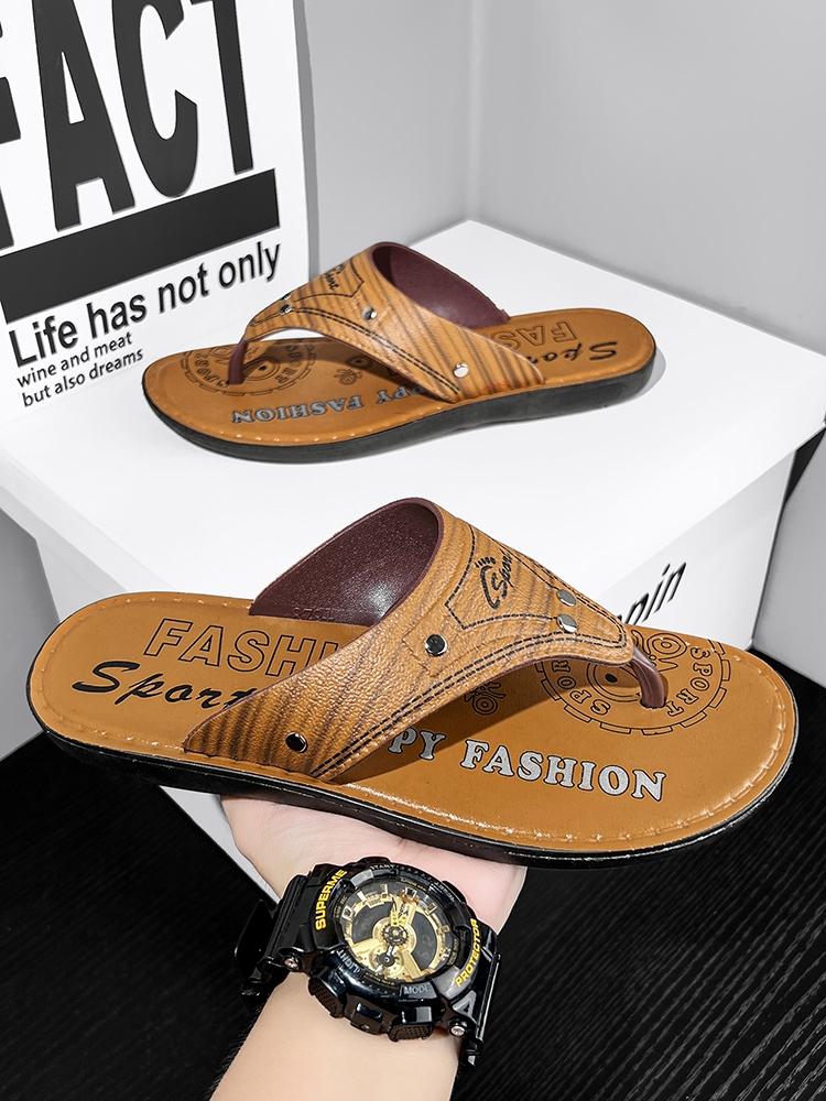 Men's Flip Flops, PVC Non-Slip Wear-Resistant Outsole + Breathable Upper, Summer Outdoor Casual Slippers