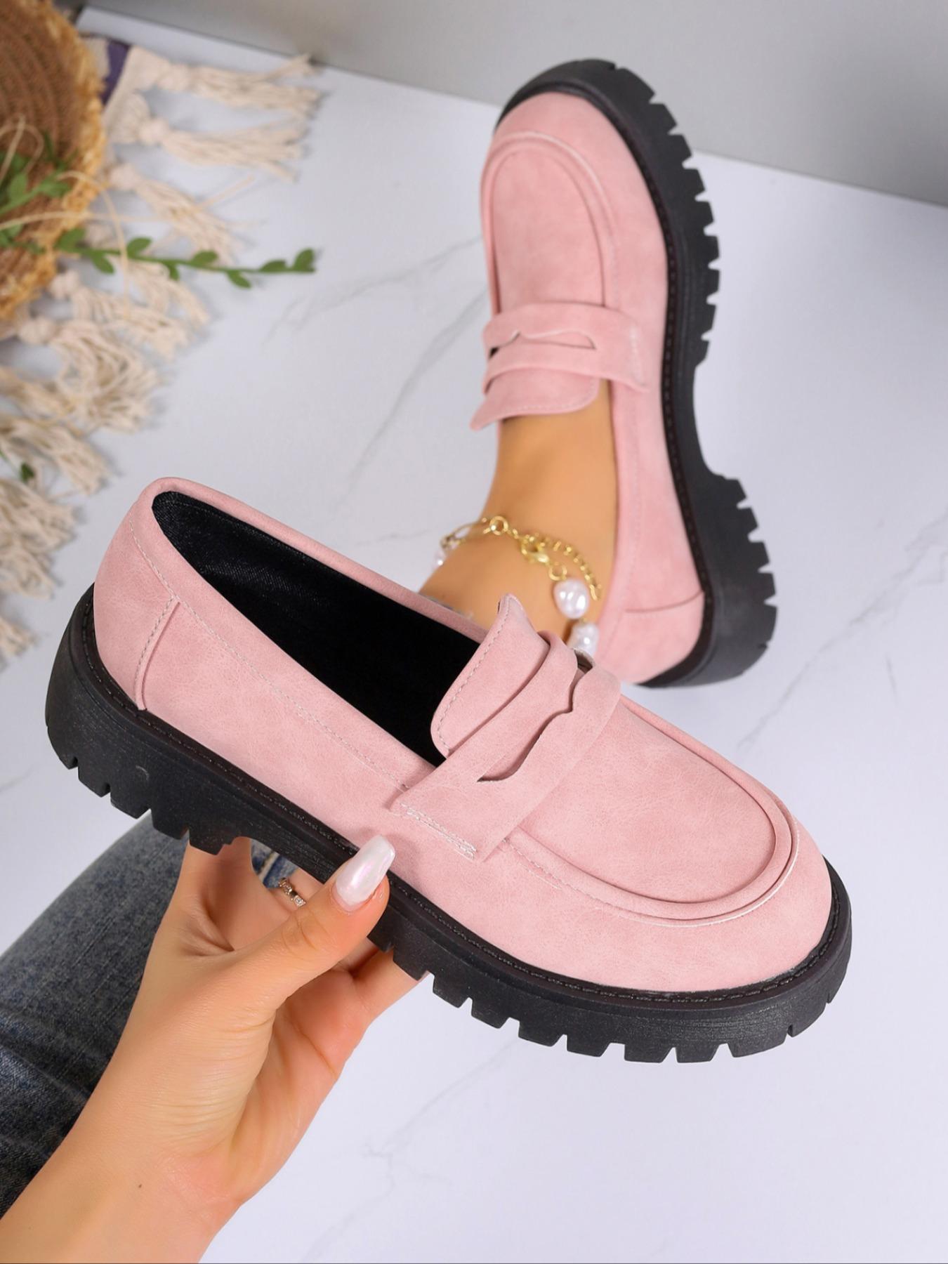 Women's Spring Summer New Thick Sole Single Shoe, One-Step Wide Foot Loafer, Flat British Style Small Leather Shoes, Casual Daily Wear