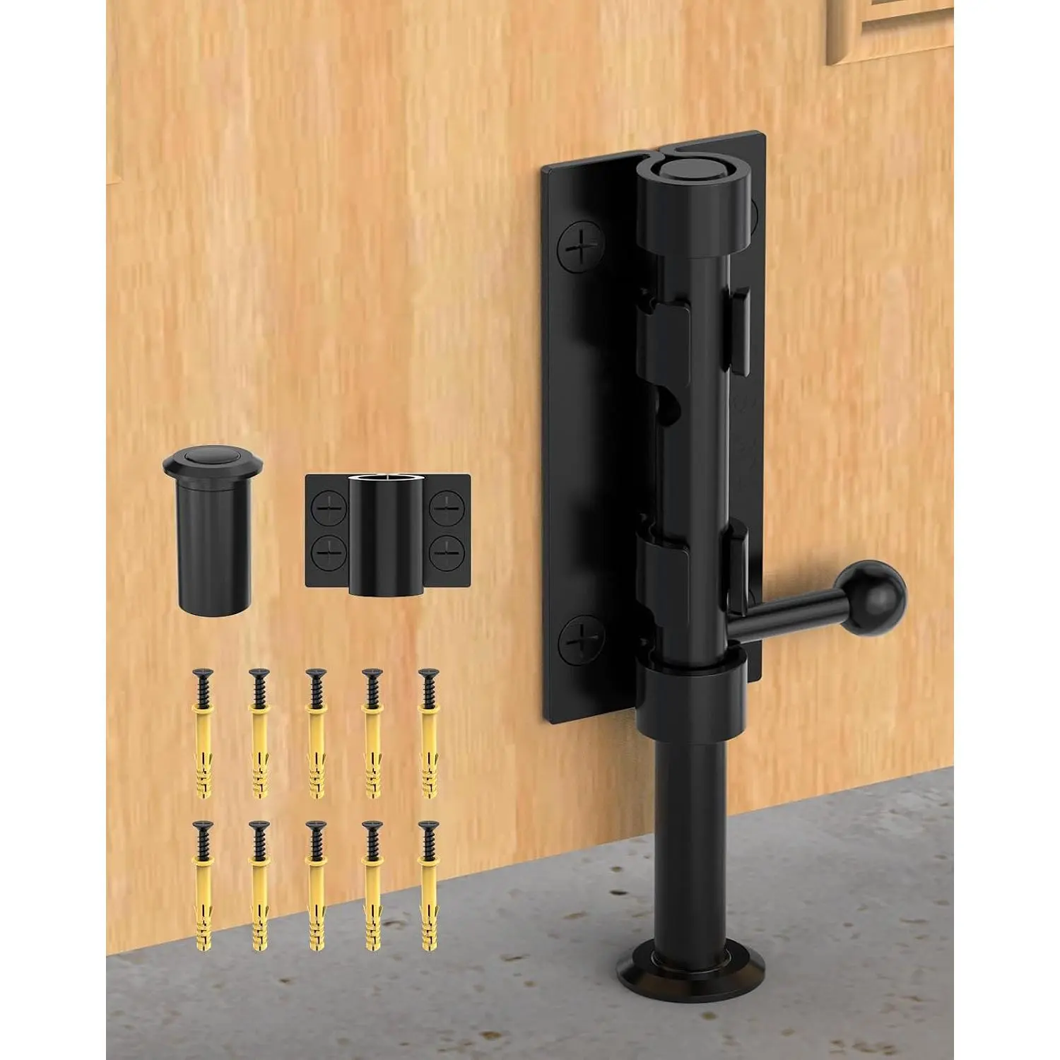 6-in Heavy-Duty 304 Stainless Steel Rust-Proof Barrel Bolt Latch - Black 1-Pack Slide Handle Lock, Lock Latches & Bolts for Outdoor Gates, Barn Doors