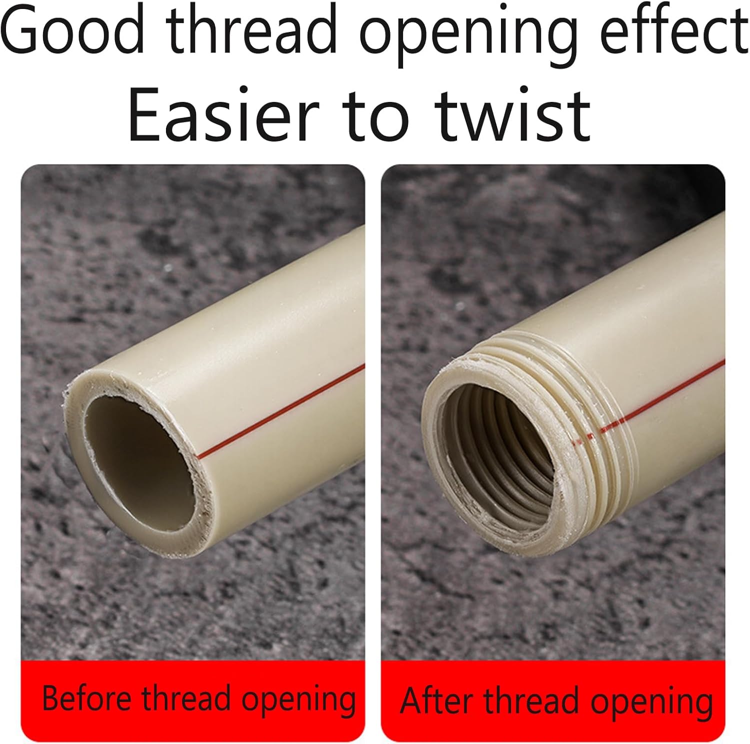 Pipe Thread Cutting Tool, Electric Drill Compatible Pvc Pipe Threader Kit, Thread Trimming and Angle Bolt Repair Tool, Garden Hose Thread Die, 1/2", 3/4"