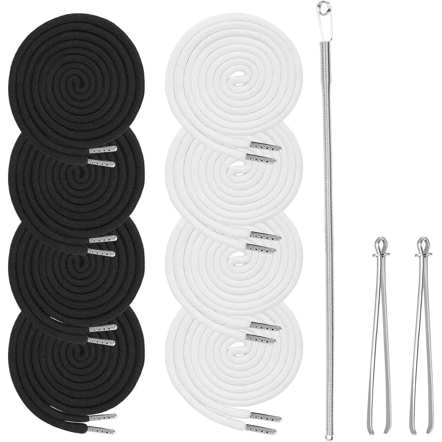 8PCS Drawstring Cord with 3 Threader Tools, Reliable Replacement Drawstrings for Sweatpants, Shorts, Pants, Jackets, Coats and Hoodies