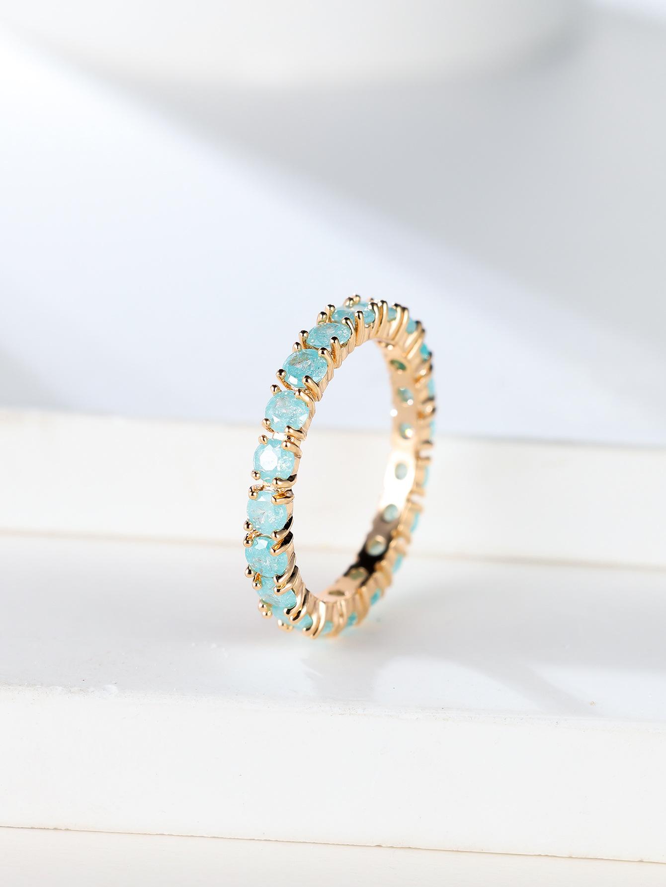 French-style vintage champagne gold ice flower zirconia ring with full-set diamonds