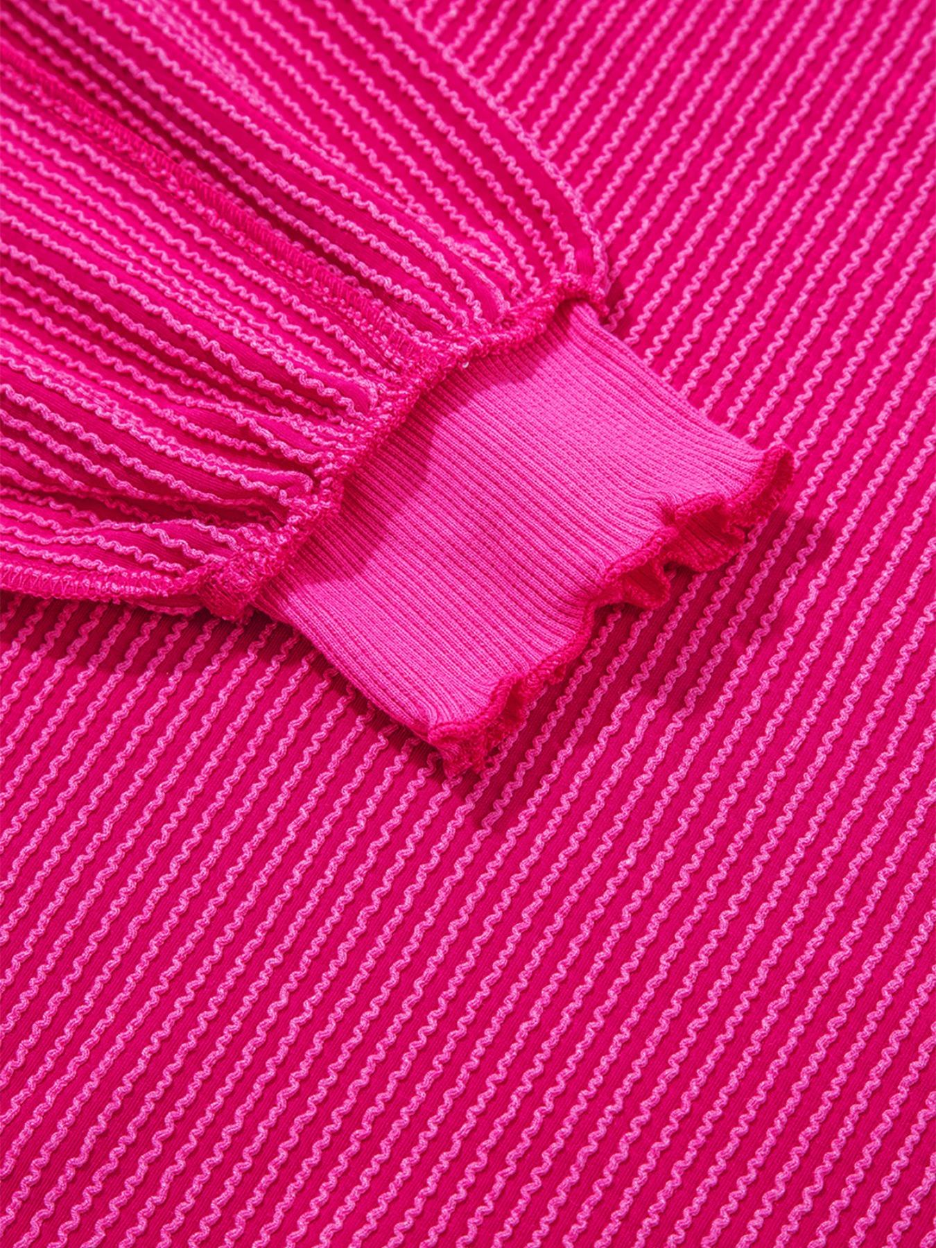 Spring & Fall Casual Women's Solid Color Twisted Ribbed Asymmetrical Hem Loose Drop Shoulder Long Sleeve Knit Top