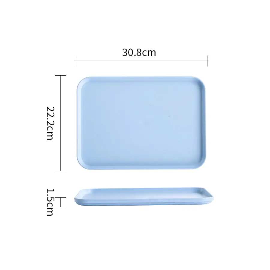 1 Piece Plastic Solid Color Tray, Household Rectangular Serving Table Storage Plate For Tea Cup, Water Cup, Breakfast, Dessert, Plastic Dessert Plates, Plastic Serving Platters, Dessert Serving Trays