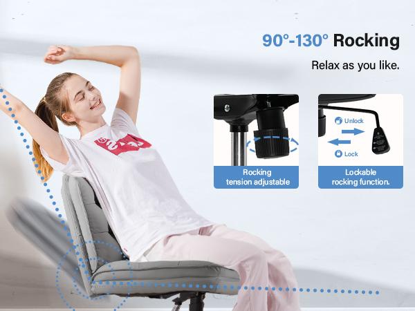 COMHOMA Criss Cross Chair Plus Size With Wheels, Office Chair Sit Cross-legged Armless Swivel Home Modern Home Office Desk Chair