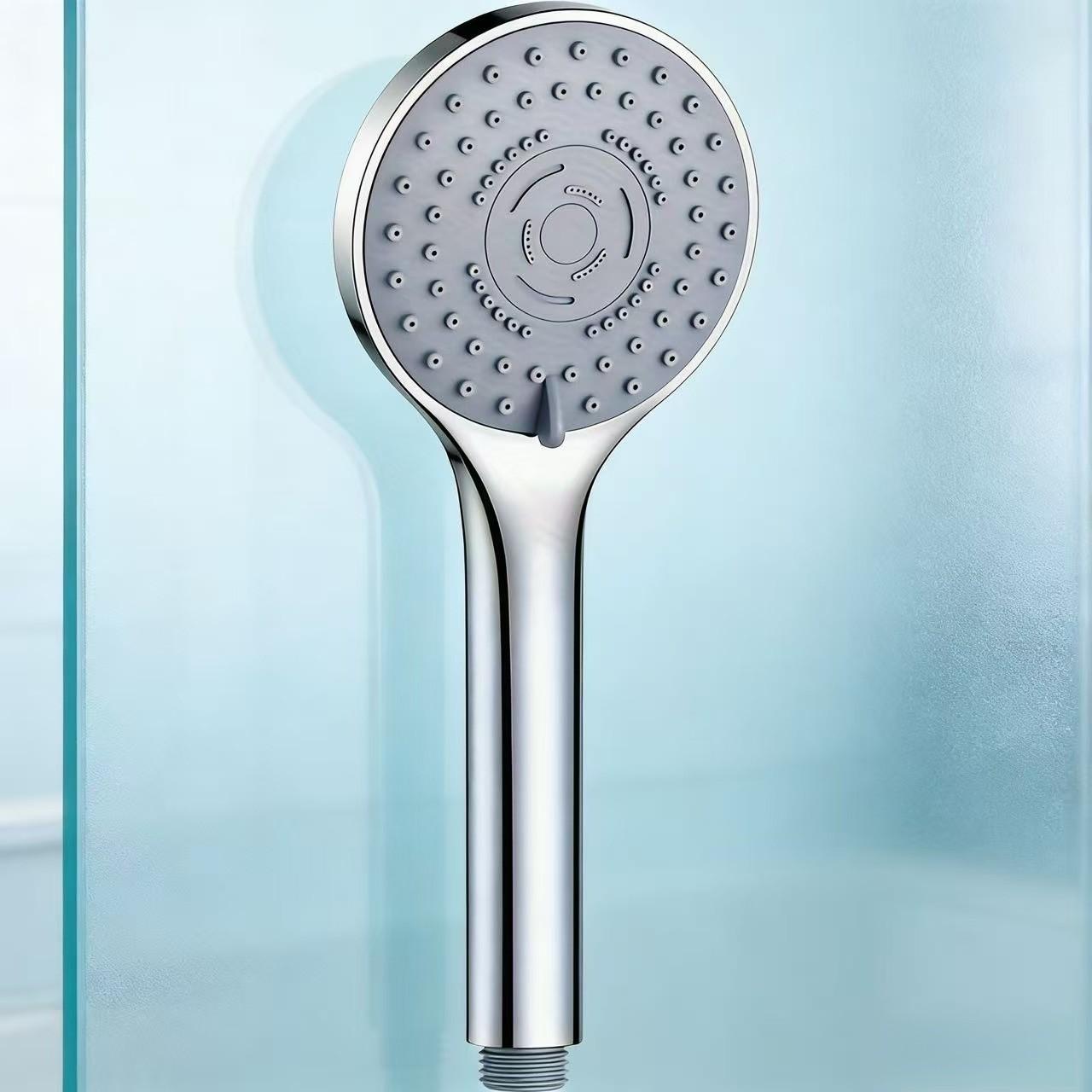 Silver Color Five-Function Shower Head, High Pressure Handheld Shower, Bathroom Accessories, Wall-Mounted Shower Spray