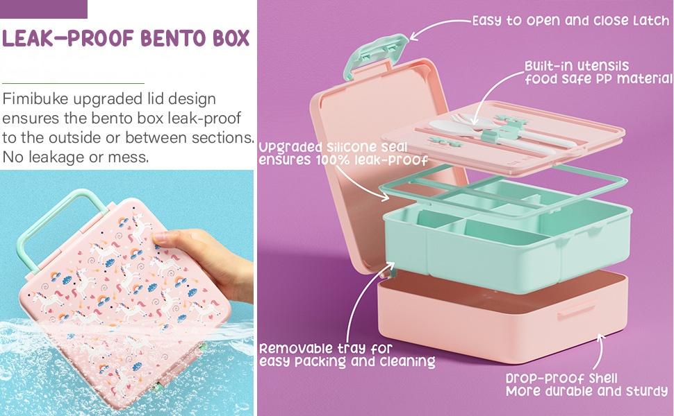 Fimibuke Bento Lunch Box, Leak-proof,4-Compartment,BPA Free,Dishwasher Safe, Utensils Set,Birthday's Gift,Back to School Gift Fimibuke Bento Lunch Box, Leak-proof,4-Compartment,BPA Free,Dishwasher Safe, Utensils Set,Birthday's Gift,Back to School Gift