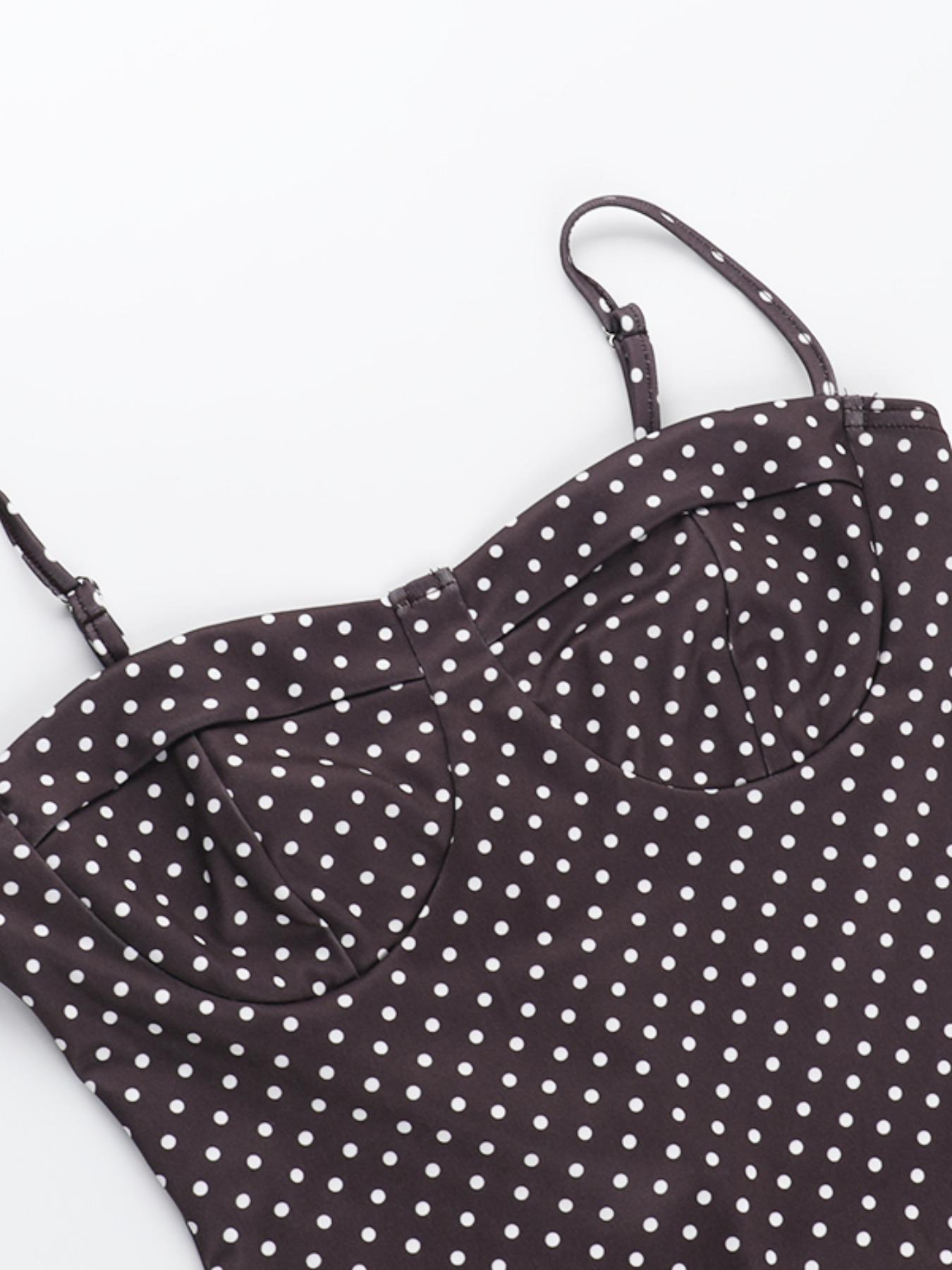 Women's Polka Dot Print Cami Dress, Casual Sleeveless Spaghetti Strap Short Dress for Summer, Ladies Clothes for Beach Holiday, Womenswear, Casual Dresses