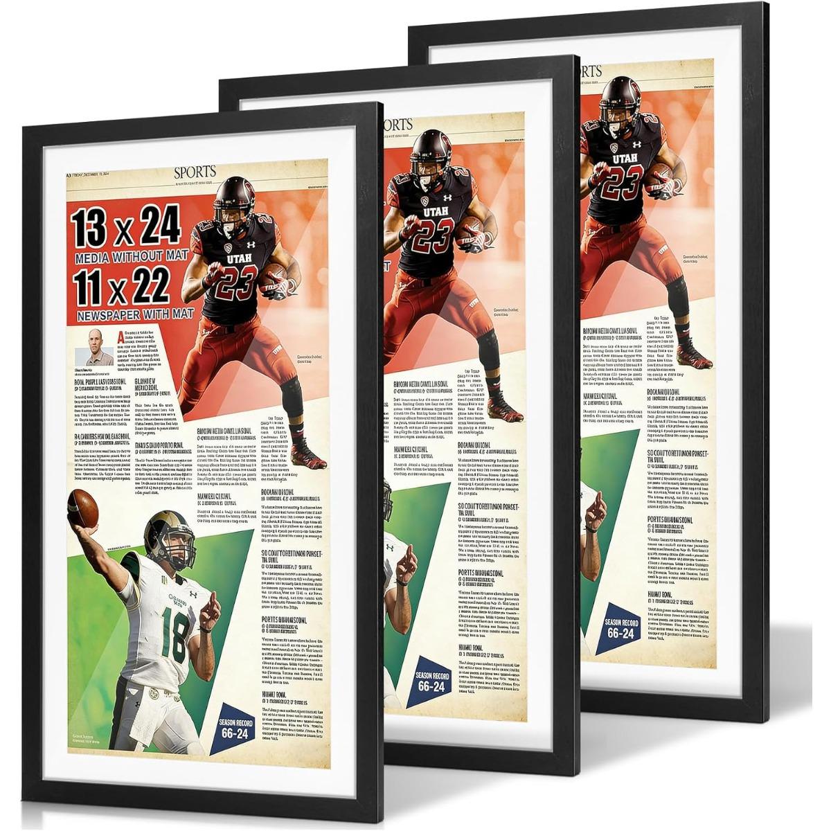 Jersey Frame Display Case 2 Pack, High Quality Frame, Large Clear Acrylic Shadow Box with Protection for Basketball Baseball Football Soccer Hockey Shirt, Wall Mount Wooden Showcase, Idea Gift for Sports Fans