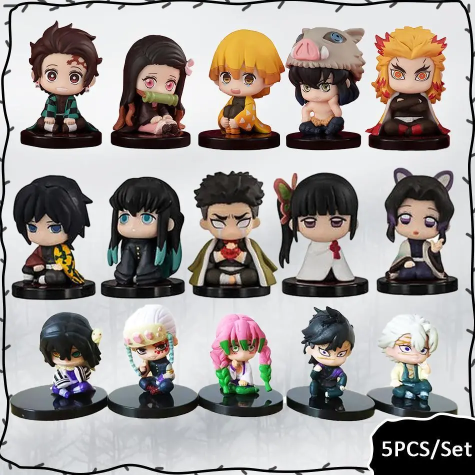2026 hot item Q Version Demon Slayer 5 Style/Set Sitting Ghost Doll Tanjiro Nidouzi Inosuke Zenizu Figure Action Figure Movie Model Toys Doll Popular toys