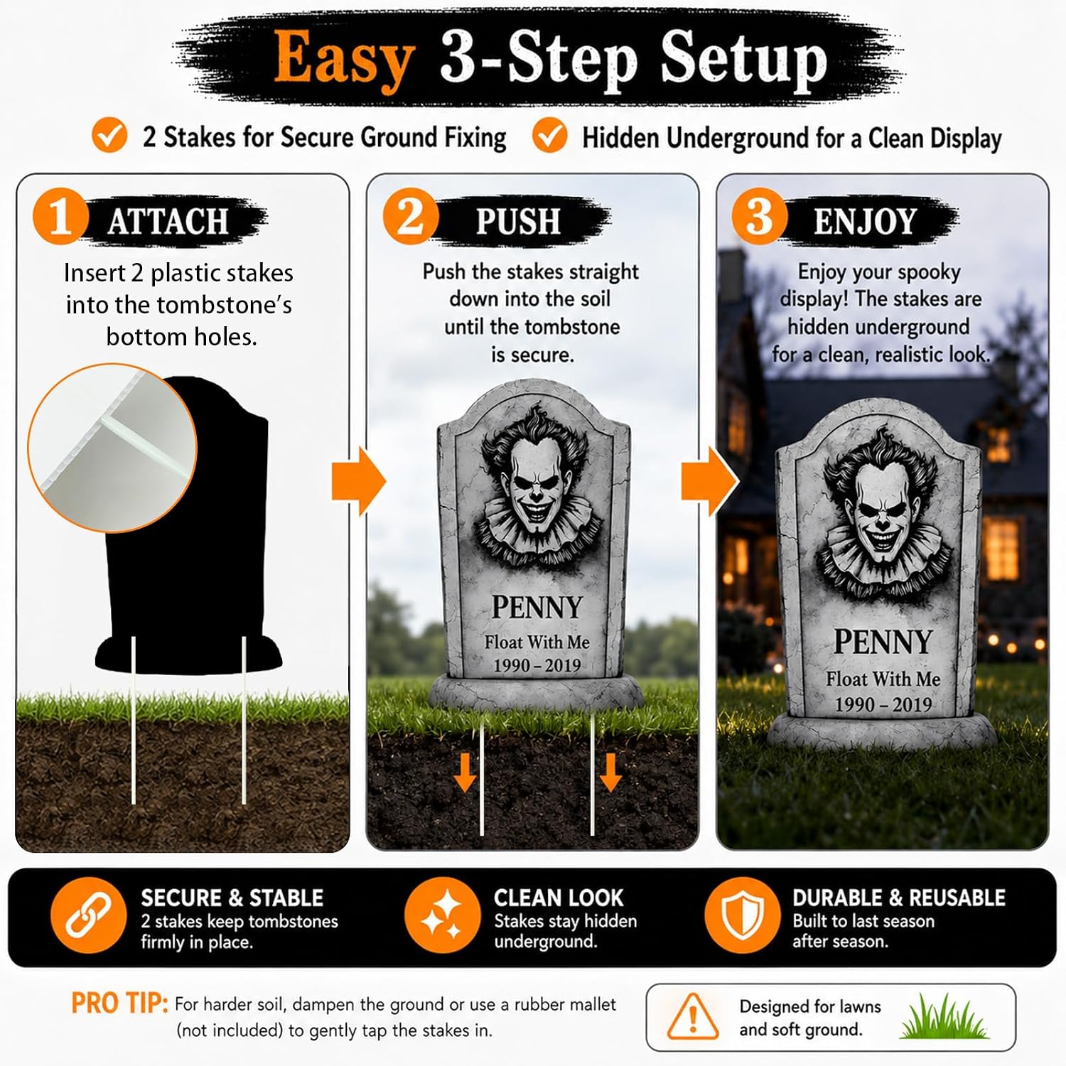 6 count Halloween Decorations Outdoor, 16.9 Inch Tombstone Yard Signs | Outdoor Halloween Decorations with Stakes for Lawns, Gardens, Graveyards, Haunted Houses and Party Displays 6 count Halloween Decorations Outdoor, 16.9 Inch Tombstone Yard Signs | Outdoor Halloween Decorations with Stakes for Lawns, Gardens, Graveyards, Haunted Houses and Party Displays
