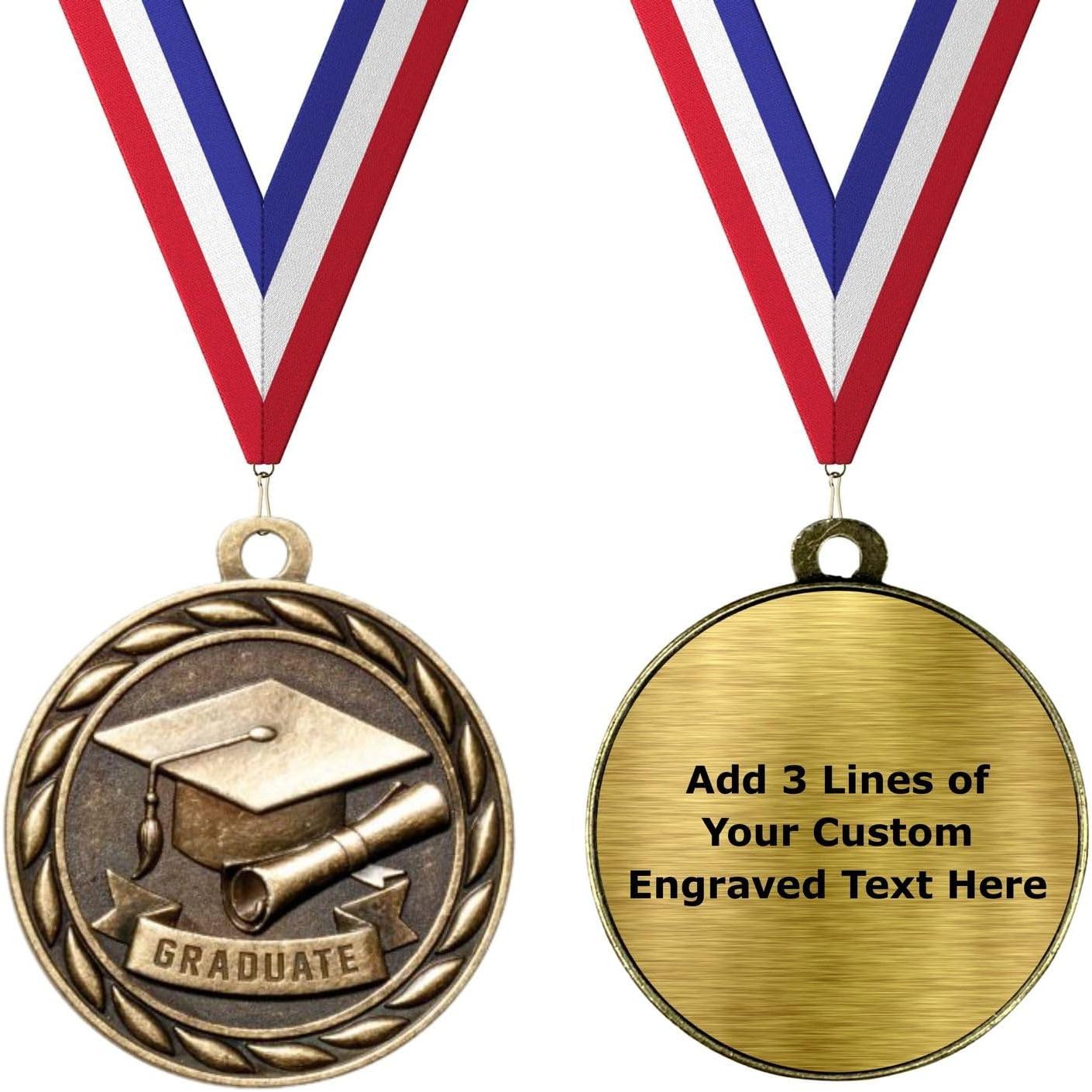 Pack of 10 (or ) 2 Inch  Graduate Graduation Award  Variations with or Without Engraving Personalization Engraved Custom Text Names