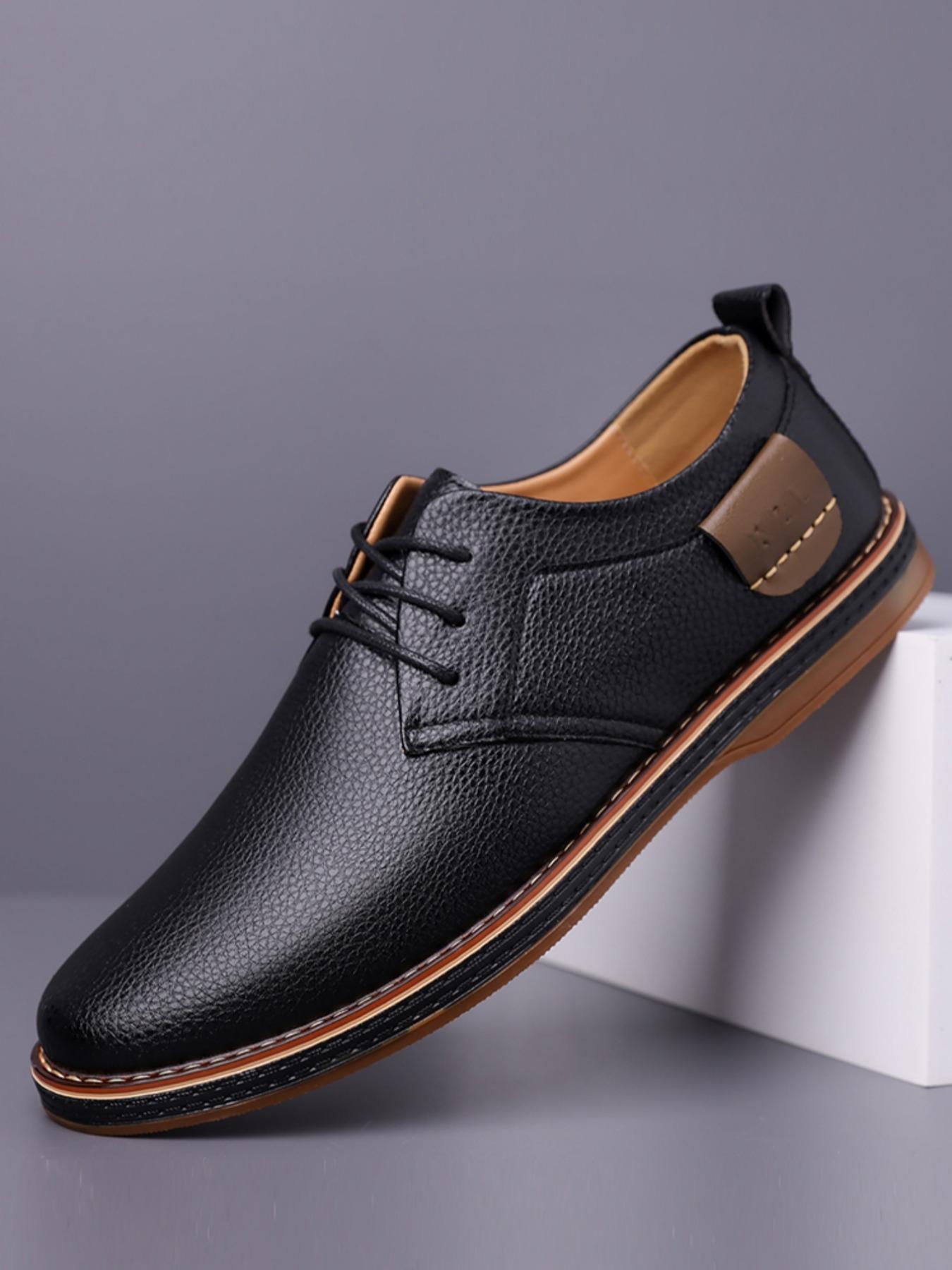 Men's Large Size Casual Closed Oxford Shoes, Business British Style Handmade Stitching Leather Shoes, All Season Formal Office Work Men's Footwear, Formal Oxfords