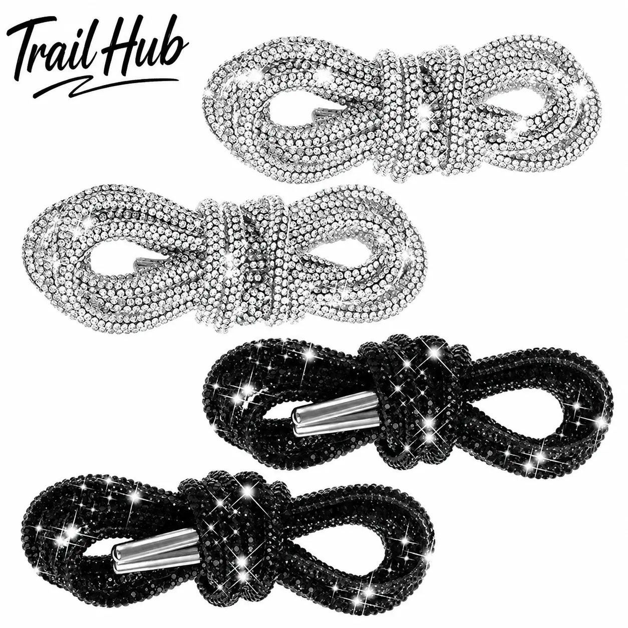 Premium Adjustable Rhinestone-Embellished Shoelaces for Sneakers, Hats and Bags — Sparkling Crystal Drawstrings with Durable Polyester Core and Smooth Metal Aglets for Custom DIY Fashion Accents