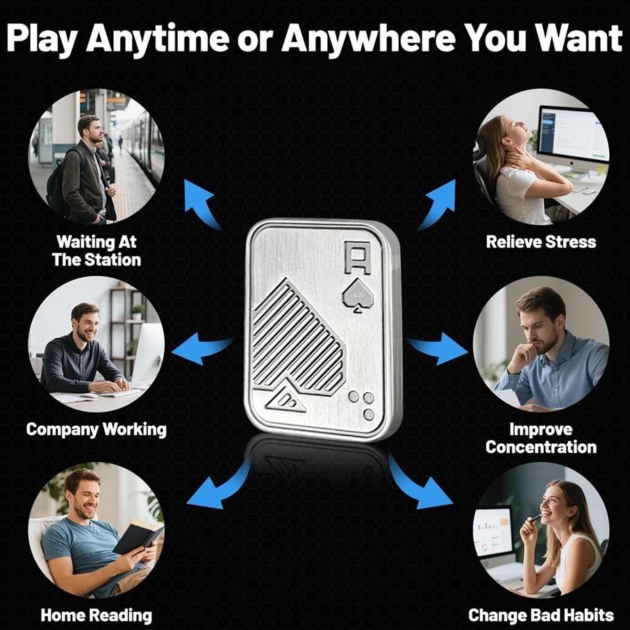 Stress Relief Tool! Poker Card Shape Metal Push Toy, Adult Edc Finger Stress Reliever, Anxiety Relief, Focus Improvement, Portable