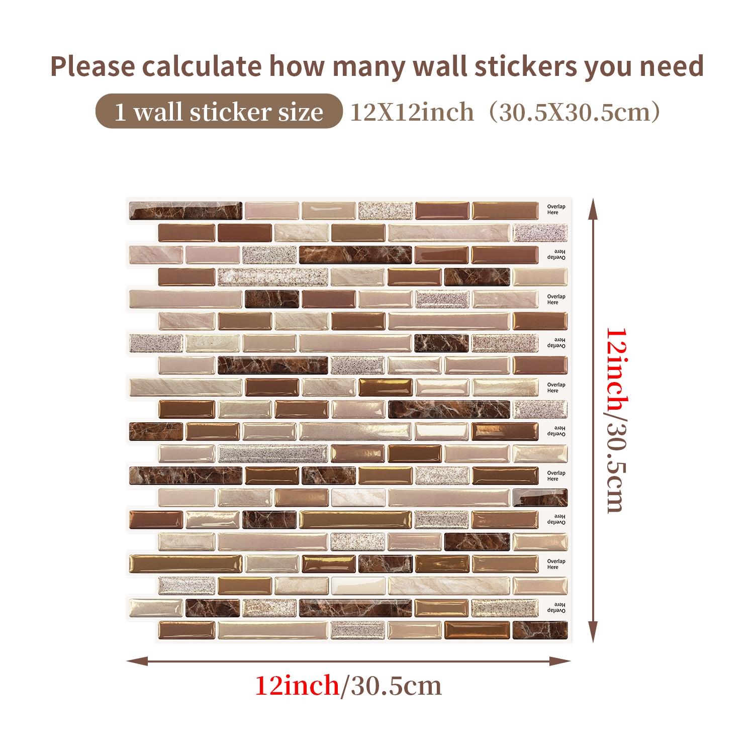 6/10pcs PVC Glazed Tiles, 3D Mosaic Stickers, Kitchen Stickers, Bathroom Waterproof Wall Stickers, Wall Renovation Color Change Wallpaper, Walecorative Stickers, Gift, Home Decor